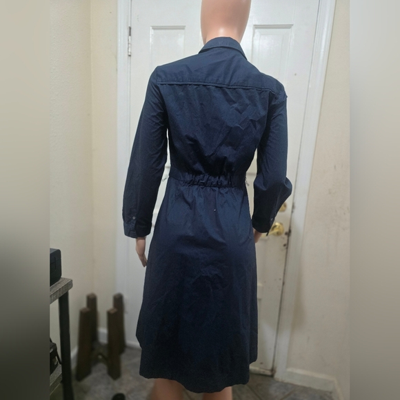 J. Crew Navy Long-Sleeve Shirt Dress - Picture 4 of 6
